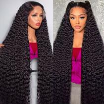 Perucas frontais de renda Hoyrhra 13x4 HD transparentes Deep Wave