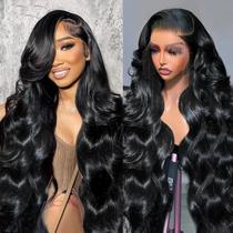 Perucas frontais de renda iesste Body Wave, cabelo humano de 28 polegadas, 220% de densidade