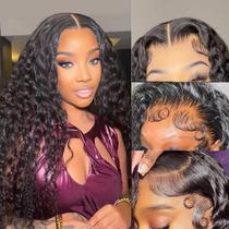 Perucas frontais de renda Karlami 5X5 Deep Wave Human Hair 24 cm pretas Perucas frontais de renda Karlami 5X5 Deep Wave Human Hair 24 cm pretas