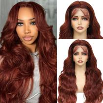 Perucas frontais de renda KEKEYY Cabelo humano marrom avermelhado 70cm Perucas frontais de renda KEKEYY Cabelo humano marrom avermelhado 70cm