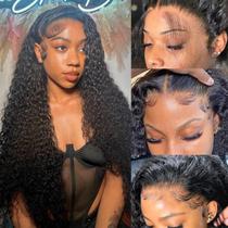 Perucas frontais de renda Ksflaae Water Wave, cabelo humano de 26 polegadas