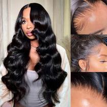Perucas frontais de renda Ladoux Body Wave 100% cabelo humano 28" 180%