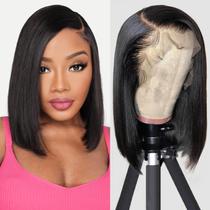 Perucas frontais de renda OLFORY Bob Human Hair 180% de densidade 25cm