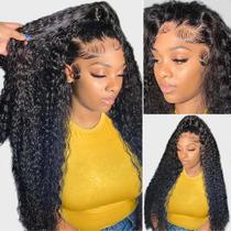 Perucas frontais de renda Pizazz HD 180 Density Brazilian Deep Wave