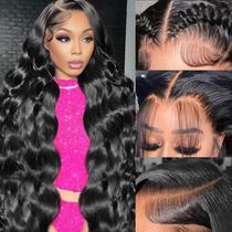 Perucas frontais de renda Sambuity Body Wave, cabelo humano de 24 polegadas