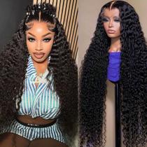 Perucas frontais de renda Segsavor Deep Wave 200% de densidade 22 polegadas