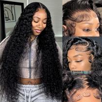 Perucas frontais de renda Serwell Water Wave 76 cm Cabelo humano 200% de densidade
