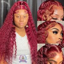 Perucas frontais de renda Simeider 32 polegadas 99J Burgundy Human Hair