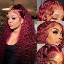 Perucas frontais de renda Simeider 99J Burgundy Human Hair 60cm