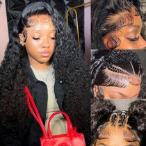 Perucas frontais de renda Simeider Deep Wave 24 polegadas 200 Density