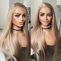 Perucas frontais de renda sintética WXHWCX Long Straight Blonde 103