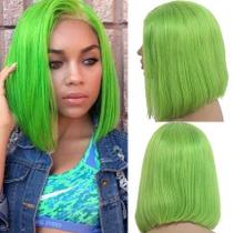 Perucas frontais de renda Smartinnov 8 Short Bob Lime Green 180% de densidade