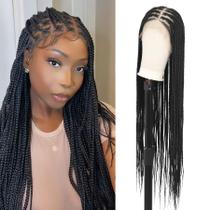 Perucas frontais de renda trançada Lexqui 36" 360 HD Full Lace