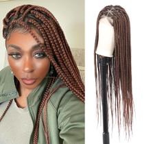 Perucas frontais de renda trançada Lexqui 36 sem nós trançadas 90 cm