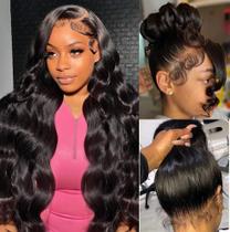 Perucas frontais de renda Uonoco 360 Body Wave Human Hair 22 polegadas
