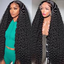 Perucas frontais de renda Vnrtkkn 36 polegadas HD Deep Wave 200% de densidade Perucas frontais de renda Vnrtkkn 36 polegadas HD Deep Wave 200% de densidade