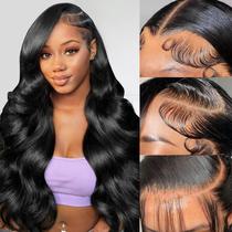 Perucas frontais de renda Zalvian de 30 polegadas Body Wave HD 180% de densidade