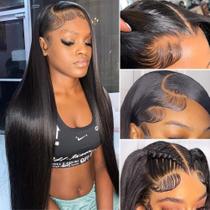 Perucas Iris Queen Straight HD de renda transparente 180% 60 cm