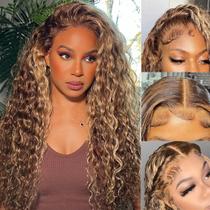 Perucas Ladoux Ombre Honey Blonde Water Wave Lace Front HD 30"