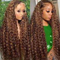 Perucas LAINSS Highlight Ombre Deep Wave Lace Front Human Hair