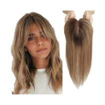 Perucas Ombre Castanho 100% Cabelo Humano Remy Com Franja Base De Seda Peças Com Clips Para Mulheres