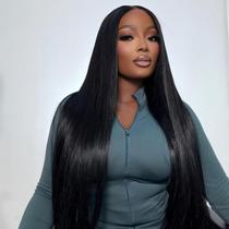 Perucas OQ HAIR Cabelo humano sem cola em linha reta 24" 180% de densidade Perucas OQ HAIR Cabelo humano sem cola em linha reta 24" 180% de densidade