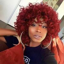 Perucas PHOENIXFLY Red Curly Synthetic Hair 12 polegadas para mulheres negras Perucas PHOENIXFLY Red Curly Synthetic Hair 12 polegadas para mulheres negras