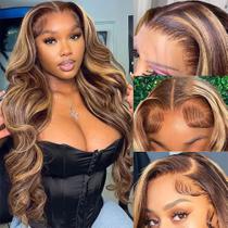 Perucas Pizazz Ombre Highlight Body Wave 30" HD Lace 180% de densidade Perucas Pizazz Ombre Highlight Body Wave 30" HD Lace 180% de densidade