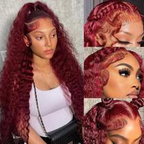Perucas Simeider 36 polegadas 13x6 Deep Wave Burgundy Lace Front Perucas Simeider 36 polegadas 13x6 Deep Wave Burgundy Lace Front