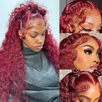 Perucas Simeider Burgundy Lace Front 22" Deep Wave 200 Density Perucas Simeider Burgundy Lace Front 22" Deep Wave 200 Density