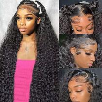 Perucas SQU&CIR Deep Wave Lace Front 32" Cabelo humano com 180% de densidade Perucas SQU&CIR Deep Wave Lace Front 32" Cabelo humano com 180% de densidade