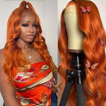 Perucas Srakuw Ginger Orange Body Wave Lace Front 22" HD 180%