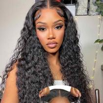 Perucas Srakuw Wear and Go sem cola, 100% cabelo humano, 60 cm, ondas de água Perucas Srakuw Wear and Go sem cola, 100% cabelo humano, 60 cm, ondas de água