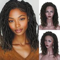Perucas trançadas FAVE Full Lace Faux Locs de 16 polegadas sintéticas para mulheres