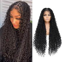 Perucas trançadas Humistabiu Boho Box Braid Knotless 36 polegadas pretas Perucas trançadas Humistabiu Boho Box Braid Knotless 36 polegadas pretas