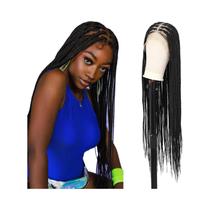Perucas trançadas sem nós com laço misturado Frontal, Black Box Braid, cabelo sintético do bebê, 36"