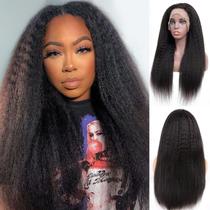 Perucas UNMUNM Kinky Straight Lace Front Human Hair 22 polegadas