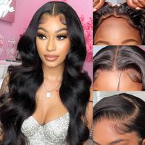 Perucas WZOWZO, cabelo humano sem cola, 180% de densidade, onda corporal, 71 cm Perucas WZOWZO, cabelo humano sem cola, 180% de densidade, onda corporal, 71 cm