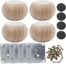 Pés de madeira tipo bun Btibpse 5 cm, redondos, para sofá, kit com 4 Pés de madeira tipo bun Btibpse 5 cm, redondos, para sofá, kit com 4