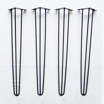 Pés De Mesa Aparador Escrivaninha 75 Cm Triplo Preto - 8 Mm