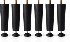 Pes Para Cama Box De Madeira 12 cm de Altura Preto Kit com 6 pes Com Regulador
