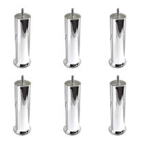 Pes Para Cama Box Kit Com 7 Unidades Cromados 13cm altura Resistente a Peso