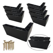 Pés Para Móveis Cantoneira Pvc 6cm Marrom Para Sofá Poltrona Puff Kit 8 Pés De Canto Mais 2 Pés do Meio Com Parafusos