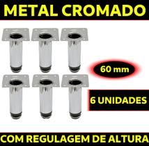 Pés para Móveis, De Metal cromado , ajustáveis kit com 6 Peças (Você Escolhe a Altura )