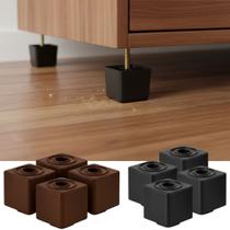 Pés Quadrados de Plástico Preto 5cm, 20 Unidades com Parafusos Para Instalação Moveis em Geral