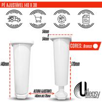 Pés Redondos Brancos Ajustáveis 14 a 17cm Kit com 8 Unidades para Móveis e Decoração