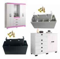 Pés Retangulares para Guarda-Roupa Estante Quarto Conjunto 8un Completo com Parafusos Inclusos Preto Pés Retangulares para Guarda-Roupa Estante Quarto Conjunto 8un Completo com Parafusos Inclusos Preto