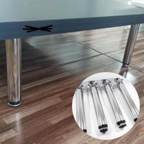Pés Tubular 20cm Metal Cromado Para Sofás Cama Box e Armarios2un