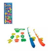 Pescaria Infantil 2 Varas De Pesca Pega Peixes Brinquedo Rede