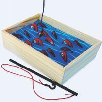 Pescaria pesque e conte de madeira peixes numerados caixa